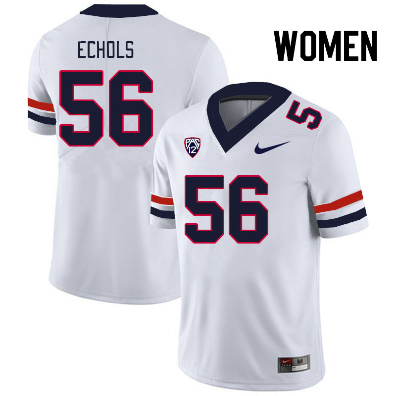 Women #56 Bryce Echols Arizona Wildcats College Football Jerseys Stitched Sale-White - Click Image to Close